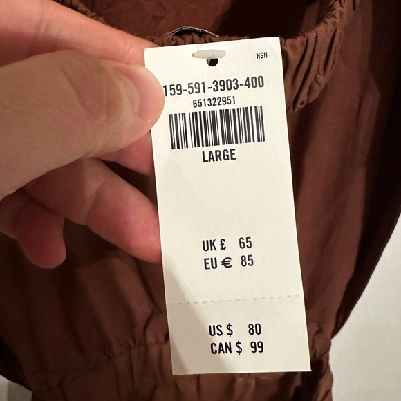 NWT!! Abercrombie Backless Puff Sleeve Mini Dress Brown Size Large - Picture 4 of 4